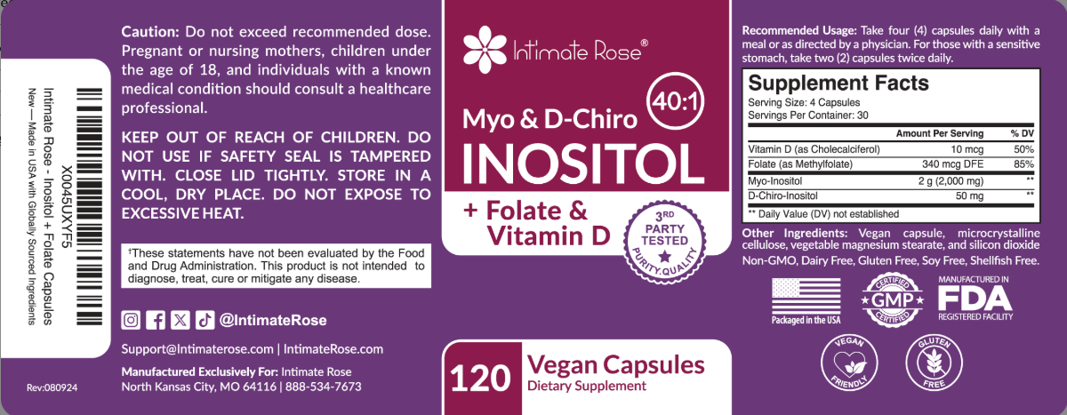 3 Pack - Myo-Inositol and D-Chiro Inositol 40:1 + Folate and Vitamin D Supplement