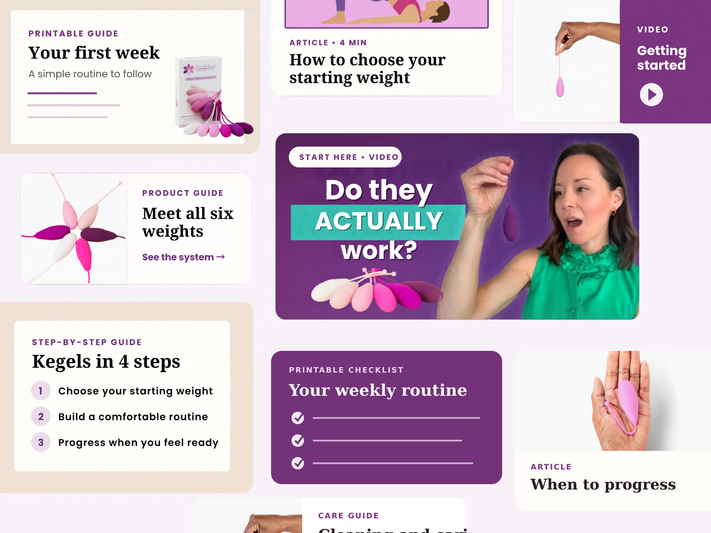 Included guides and videos for the kegel weights