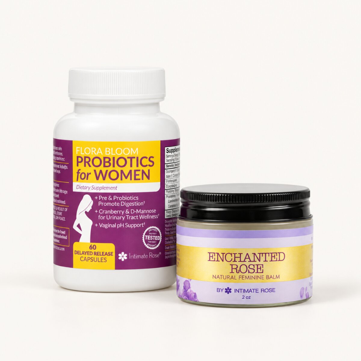 The Calm Down There Kit: Flora Bloom Probiotic and Enchanted Rose Balm